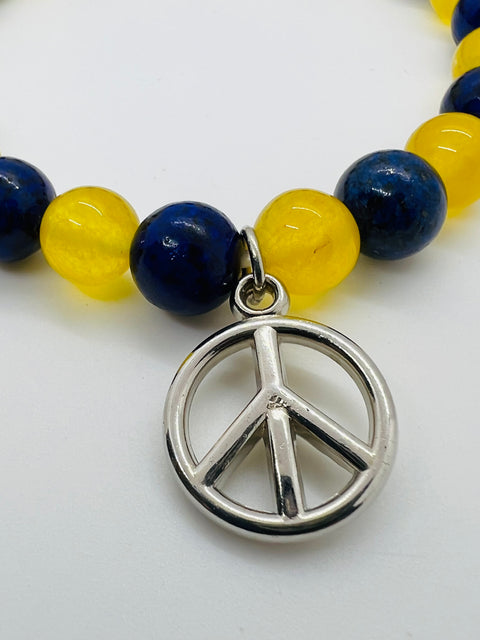 Ukraine Bracelet Alternating Colors with Peace Charm  Edit alt text